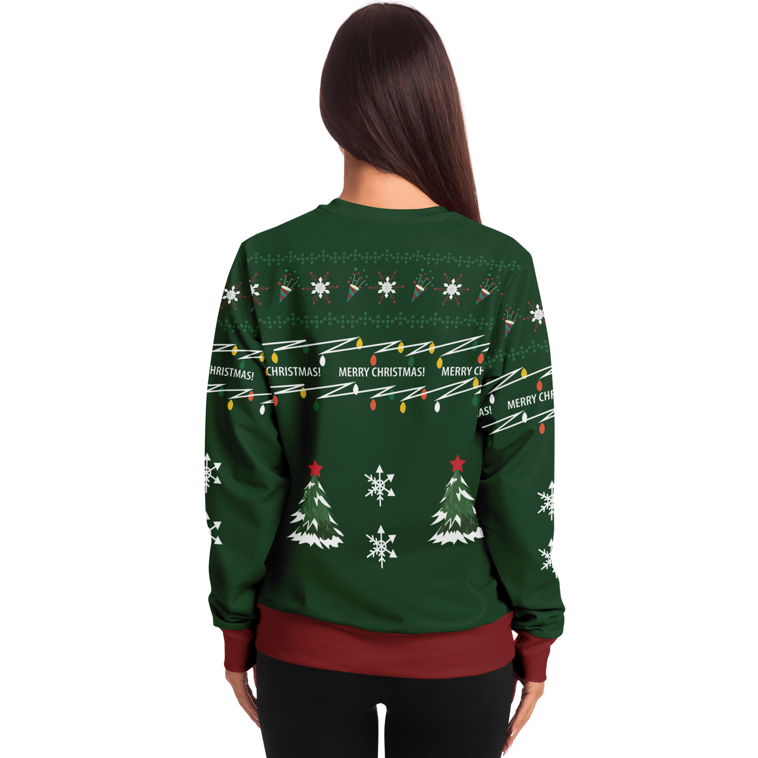 Hässlicher Weihnachtspullover (grüne Frau)