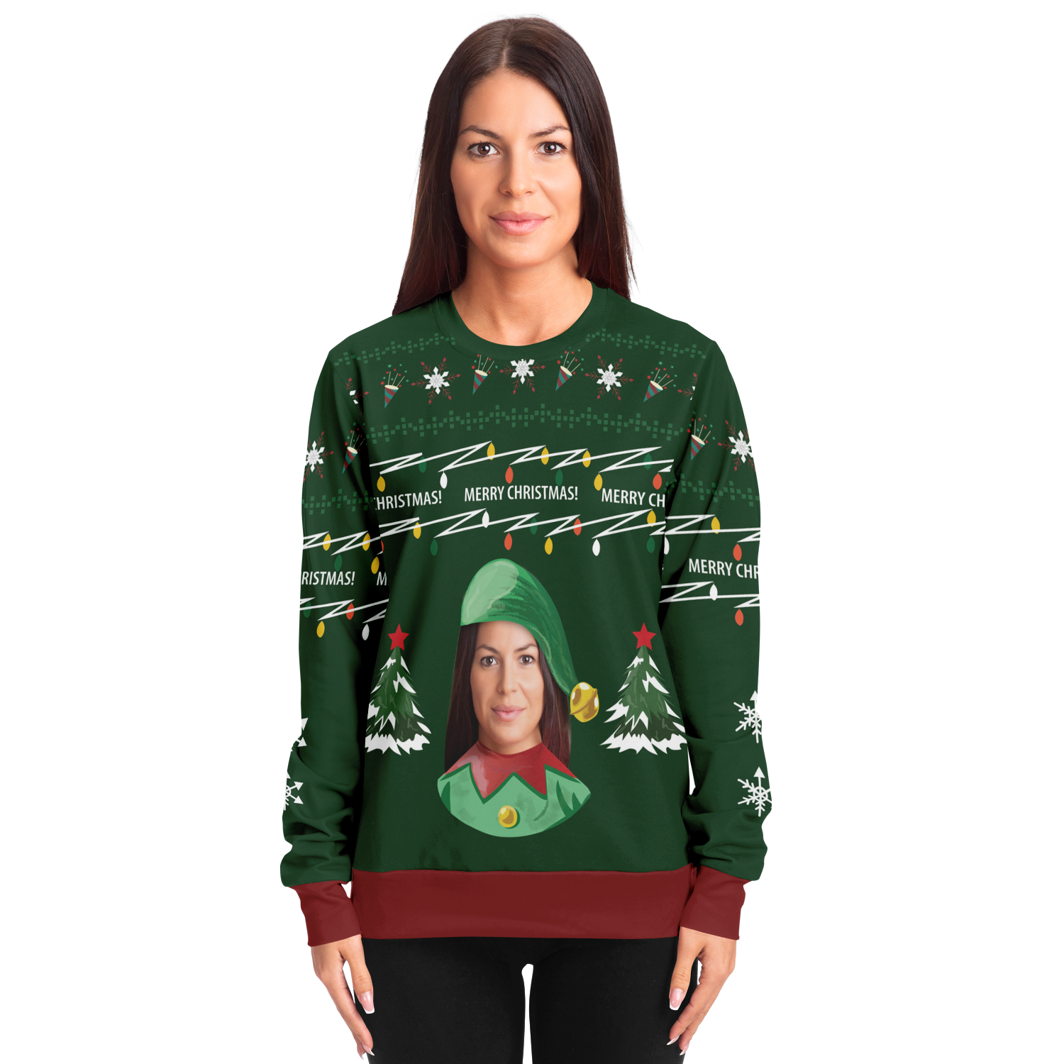 Hässlicher Weihnachtspullover elf (grüne Frau)