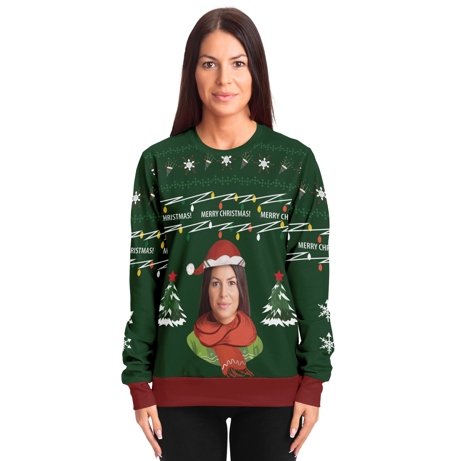 Hässlicher Weihnachtspullover (grüne Frau)
