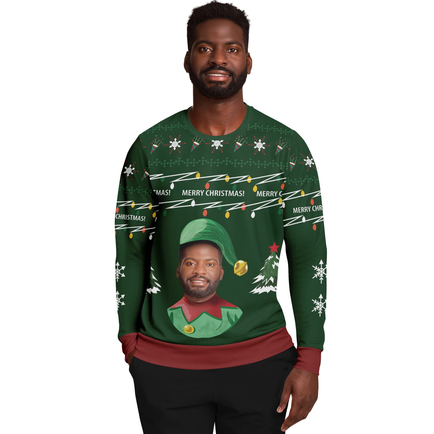 Hässlicher Weihnachtspullover elf (grüner Mann)
